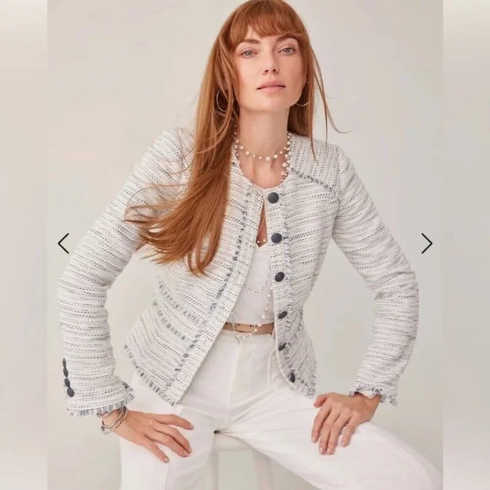 WHBM Space Dye Tweed Jacket - Glass with Blue Combo (12)